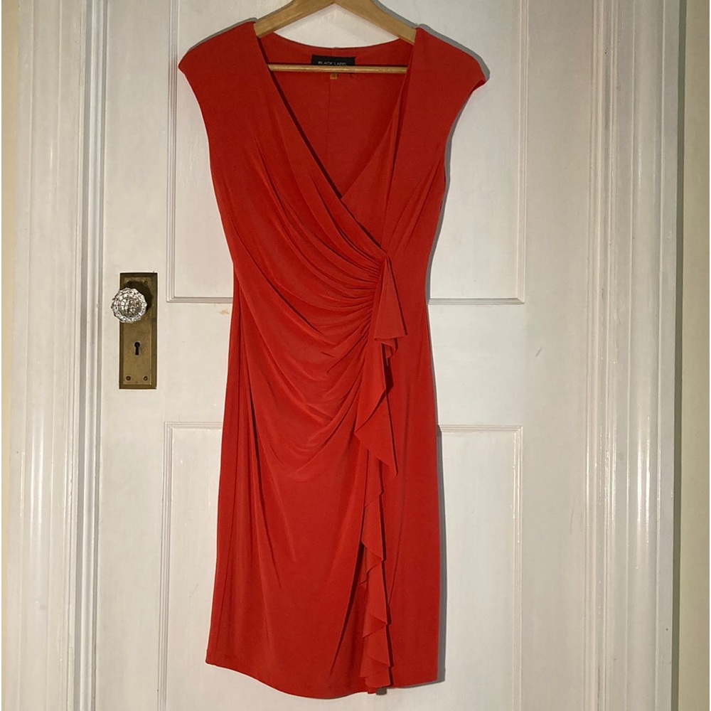 Evan Picone Black Label Red Draped Dress